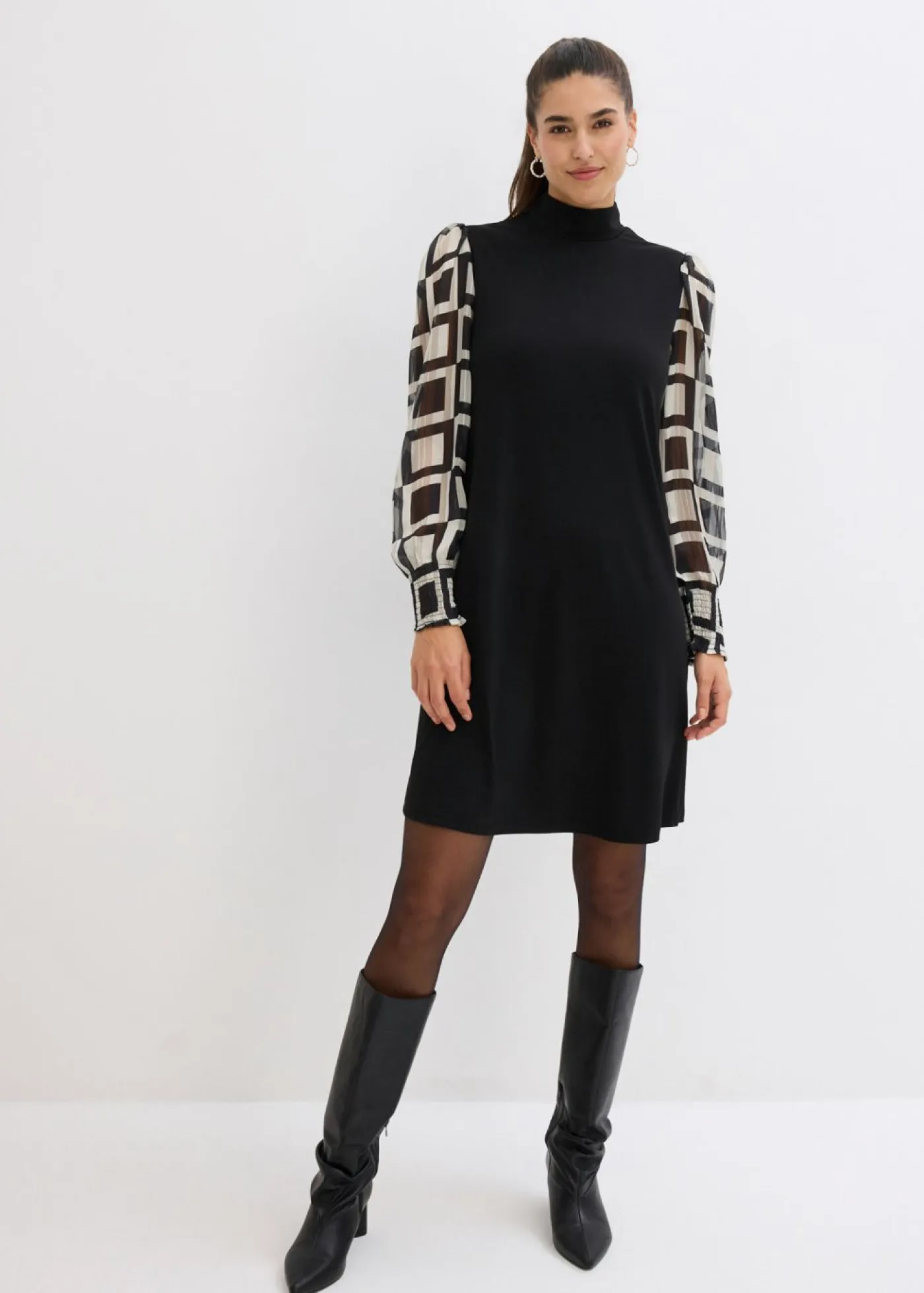 bonprix bonprix Vestidos>Vestido Negro/crudo con estampado gráfico