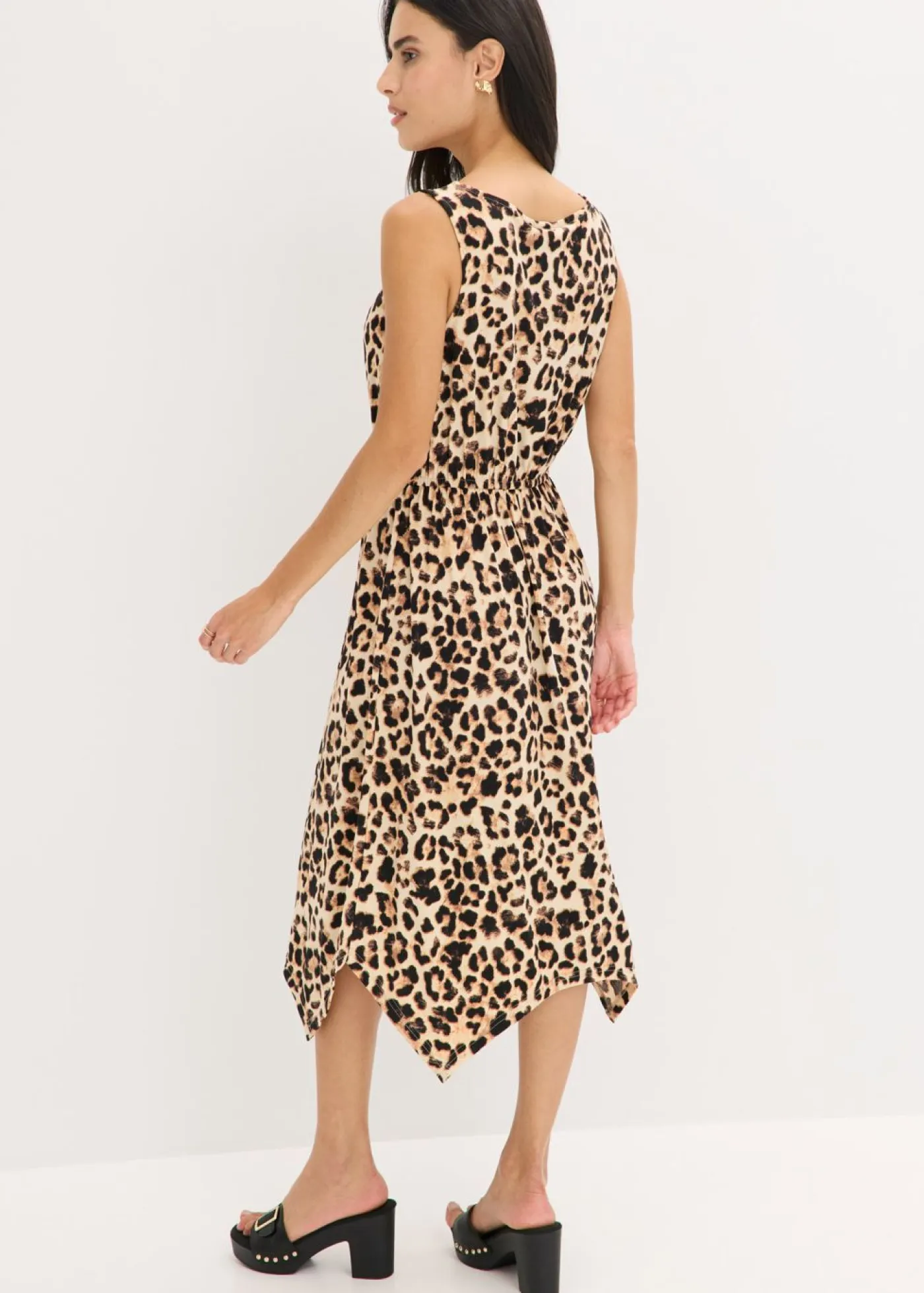 bonprix bonprix Vestidos>Vestido Beige-negro con estampado de leopardo