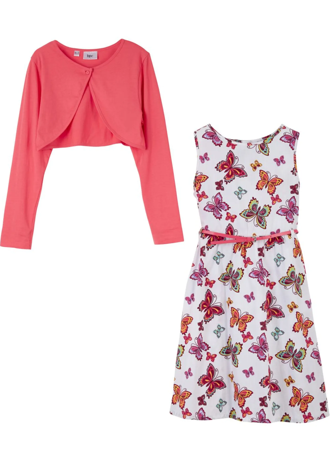 Niños bonprix bonprix Vestido + cinturón + bolero para niñas (3 piezas)