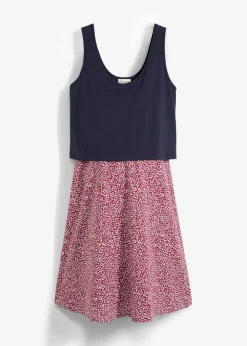 bonprix bonprix Premamá>Vestido 2 en 1premamá y de lactancia de punto de algodón orgánico azul marino-blanco-marrón rojizo con flores