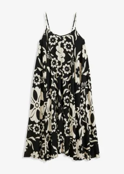 bonprix bonprix Vestidos>Vestido ancho de tirantes de viscosa fluida Negro