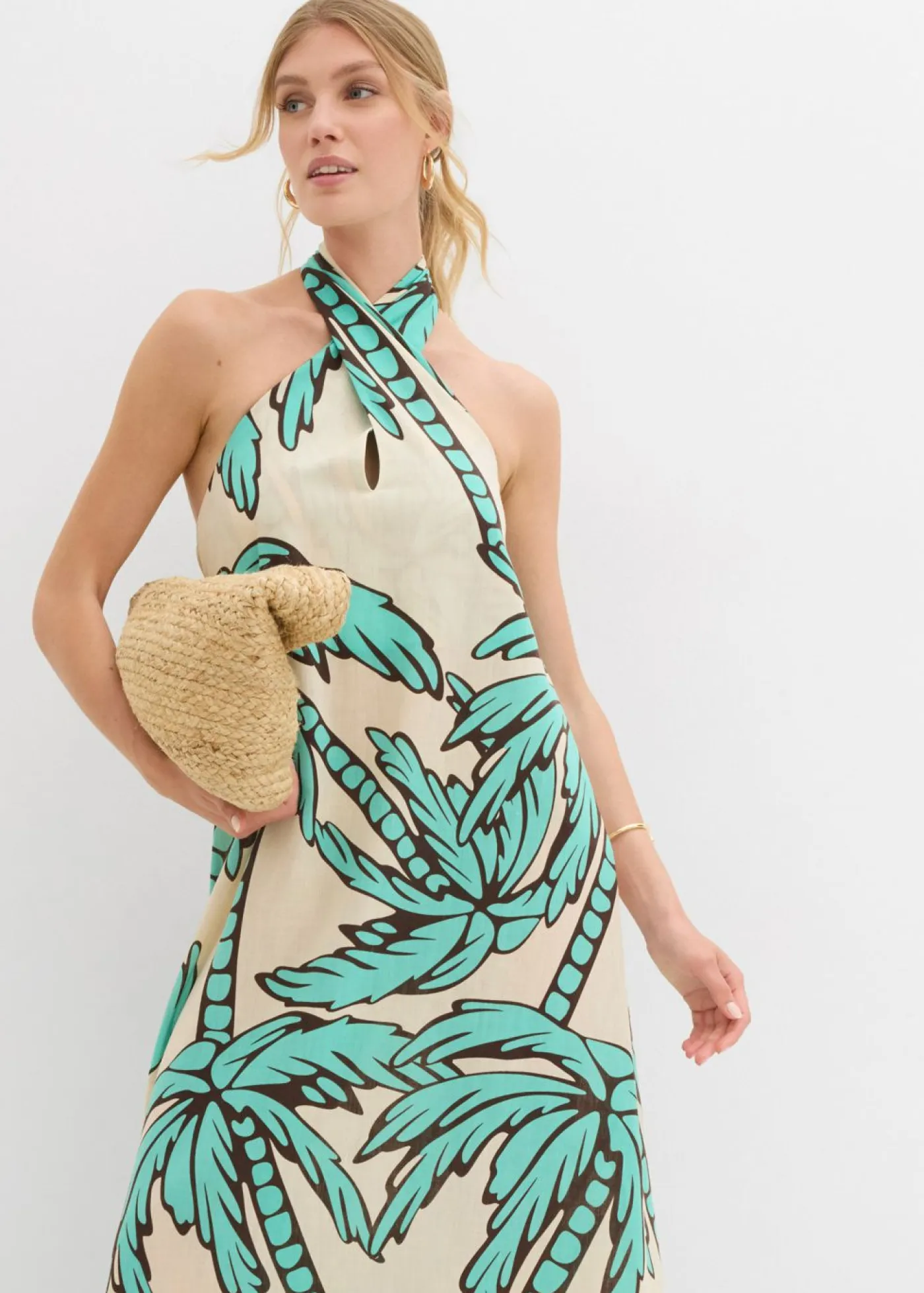 Mujer bonprix bonprix Vestido anudado al cuello con corte en A