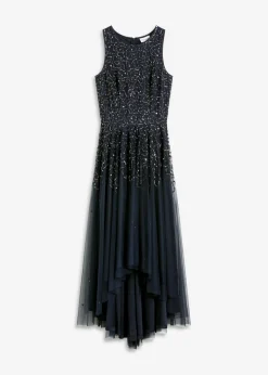 bonprix bonprix Vestidos|Ropa Elegante>Vestido asimétrico con bordado de lentejuelas Azul marino