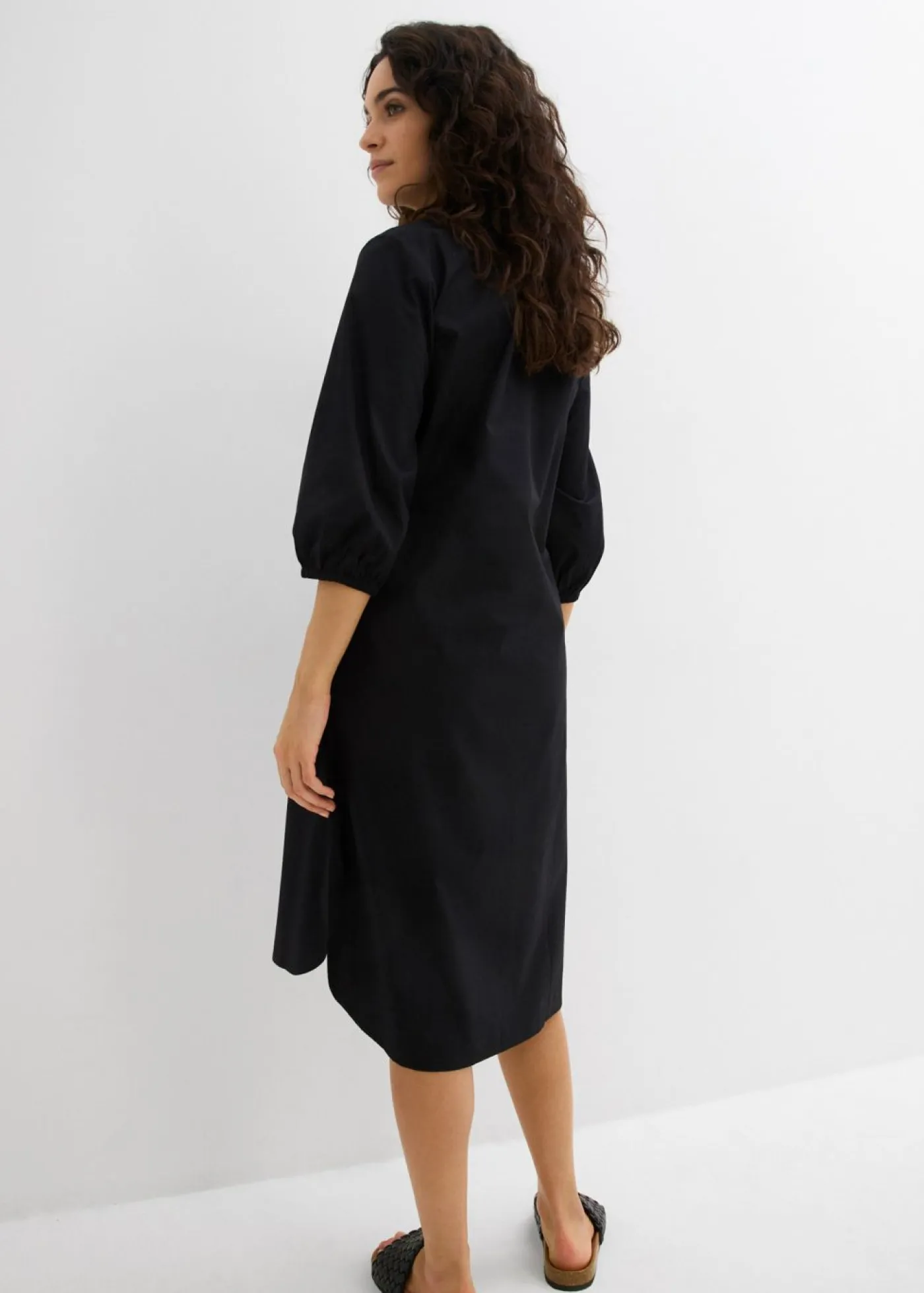 bonprix bonprix Vestidos>Vestido camisera de algodón ligero Negro