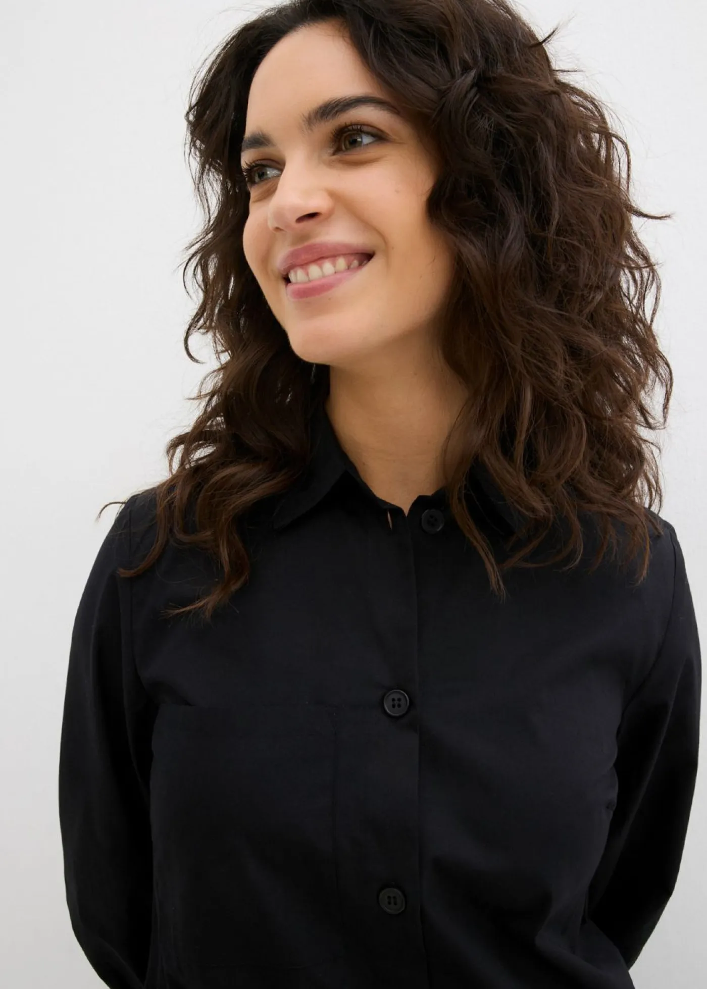 bonprix bonprix Vestidos>Vestido camisera de algodón ligero Negro