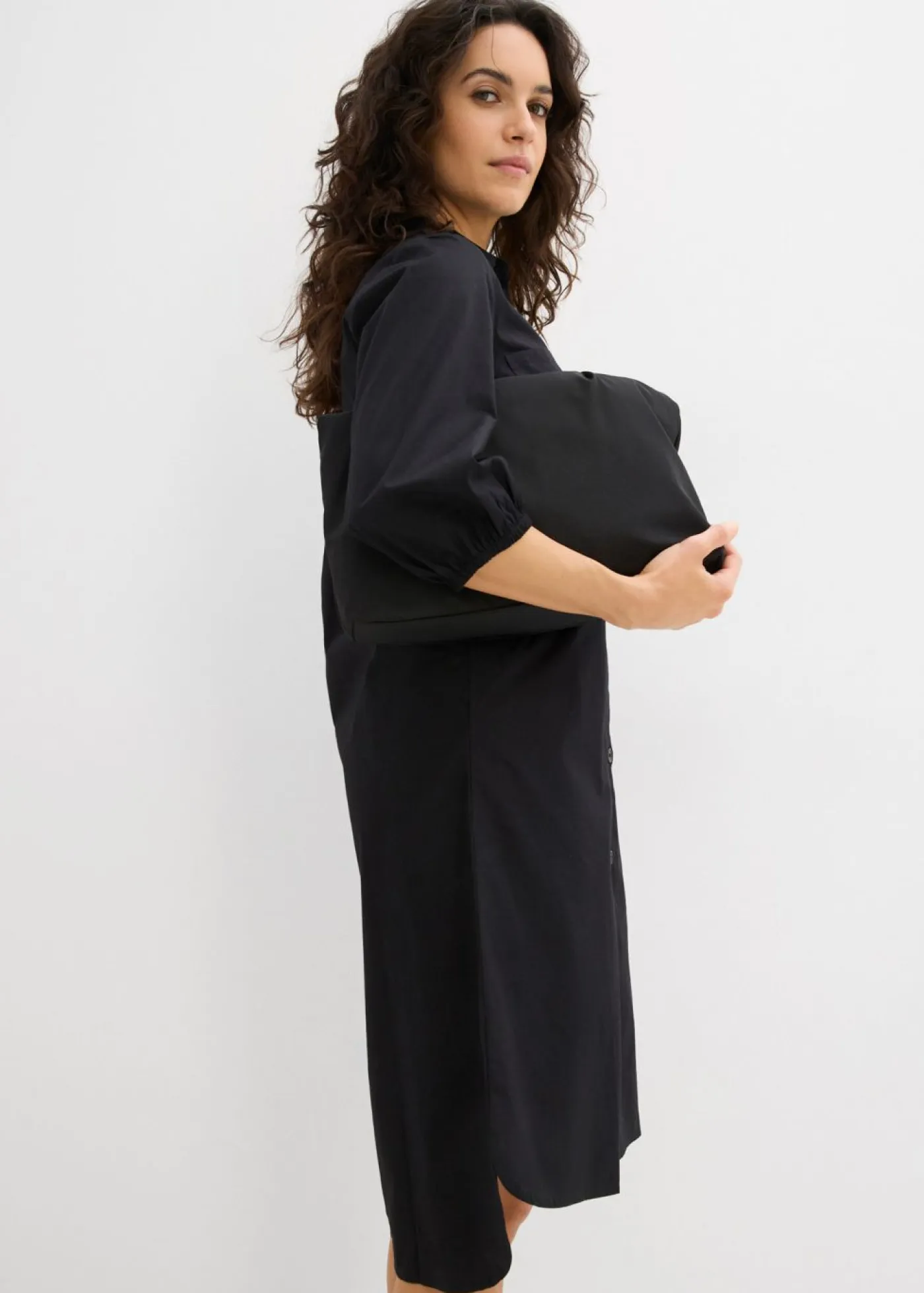 bonprix bonprix Vestidos>Vestido camisera de algodón ligero Negro