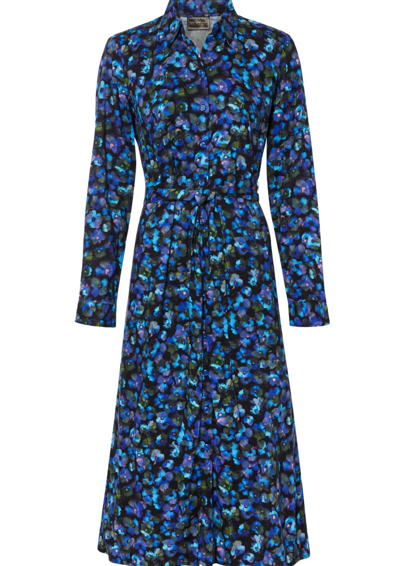 bonprix bonprix Vestidos>Vestido camisero verde oliva dorado/azul mar con flores