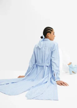 Mujer bonprix bonprix Vestido camisero a rayas con cordón