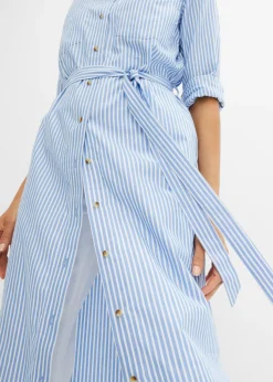 Mujer bonprix bonprix Vestido camisero a rayas con cordón