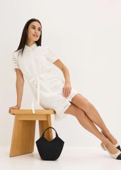 Mujer bonprix bonprix Vestido camisero con bordado calado