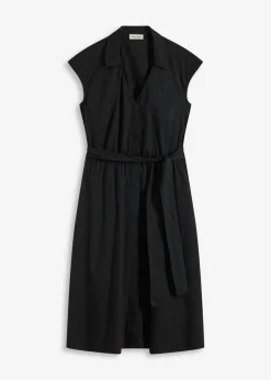 bonprix bonprix Vestidos>Vestido camisero con cinturón Negro