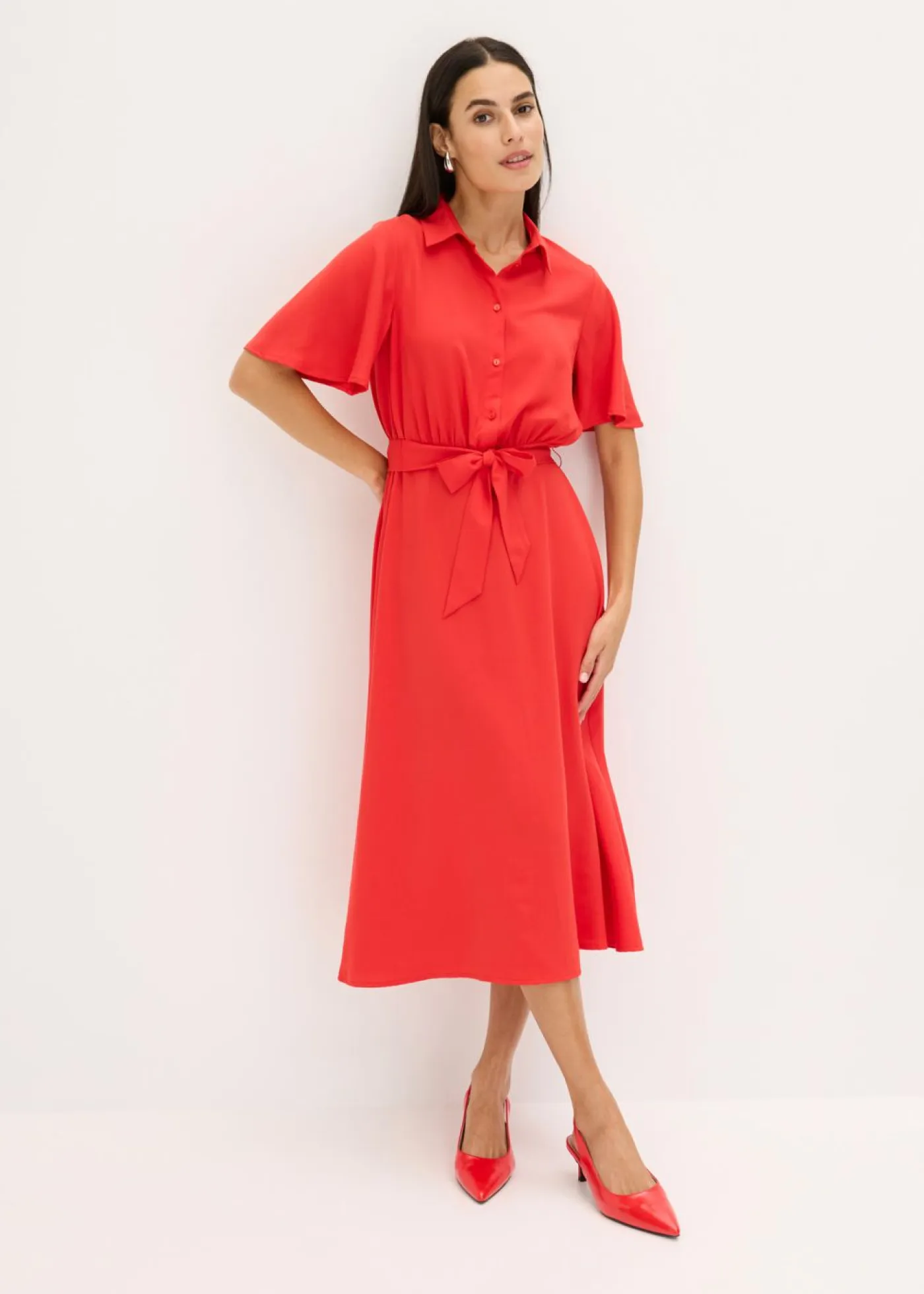 bonprix bonprix Vestidos>Vestido camisero con cordón fresa