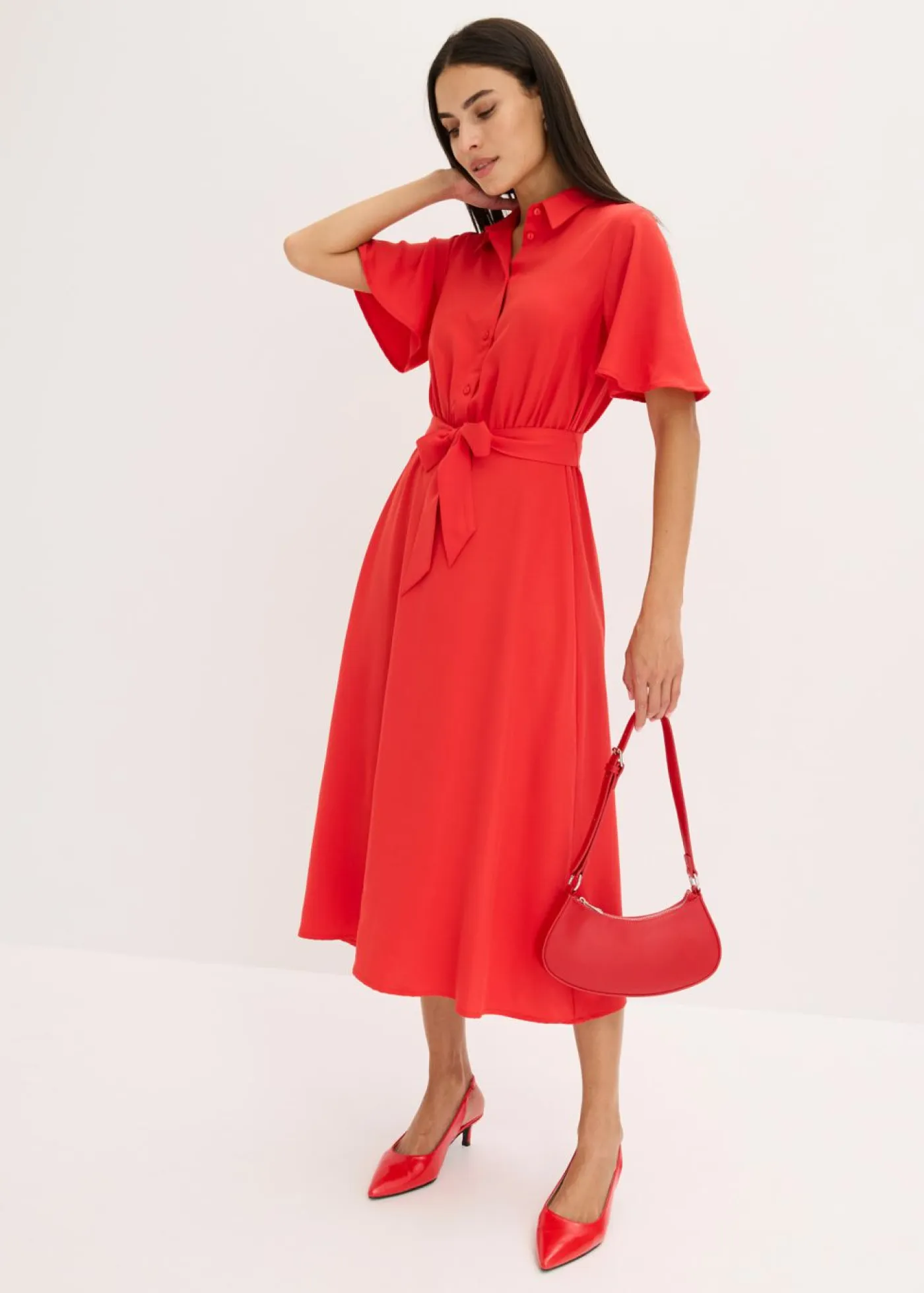 bonprix bonprix Vestidos>Vestido camisero con cordón fresa