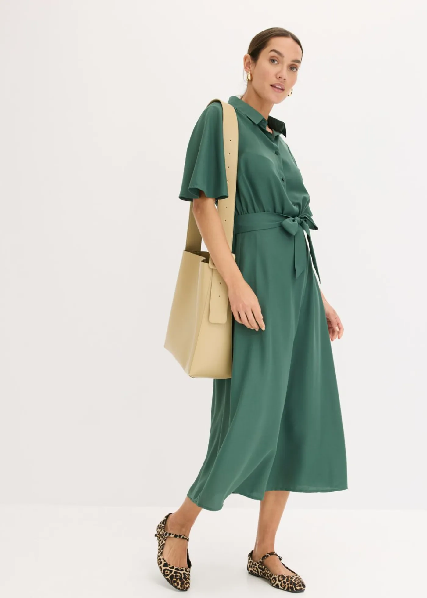 Mujer bonprix bonprix Vestido camisero con cordón