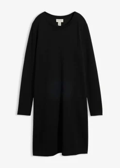bonprix bonprix Esenciales|Vestidos>Vestido camisero con corte en A en mezcla de viscosa Negro