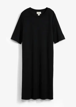 bonprix bonprix Esenciales|Vestidos>Vestido camisero con corte en A en mezcla de viscosa Negro