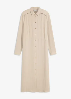 bonprix bonprix Vestidos>Vestido camisero con encaje en escalera Arena