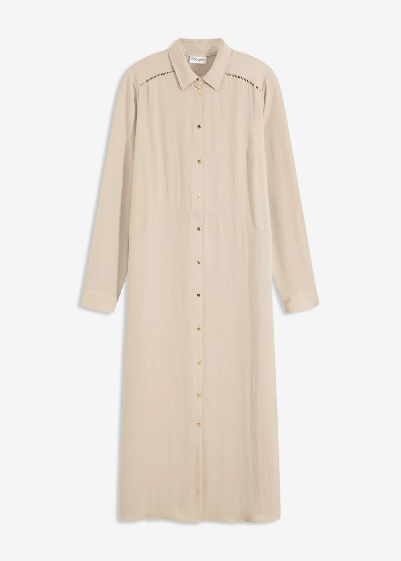 bonprix bonprix Vestidos>Vestido camisero con encaje en escalera Arena