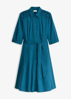 Mujer bonprix bonprix Vestido camisero con encaje y cordón