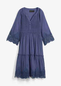 bonprix bonprix Vestidos>Vestido camisero con encaje índigo