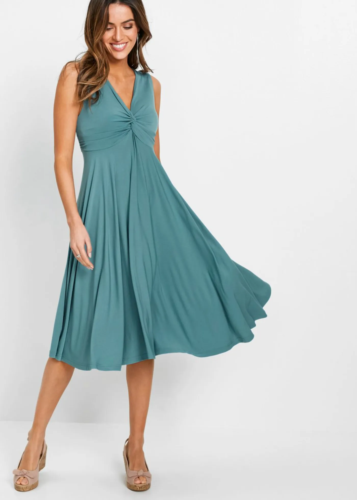 bonprix bonprix Vestidos>Vestido camisero con escote en V Turquesa cobalto mate