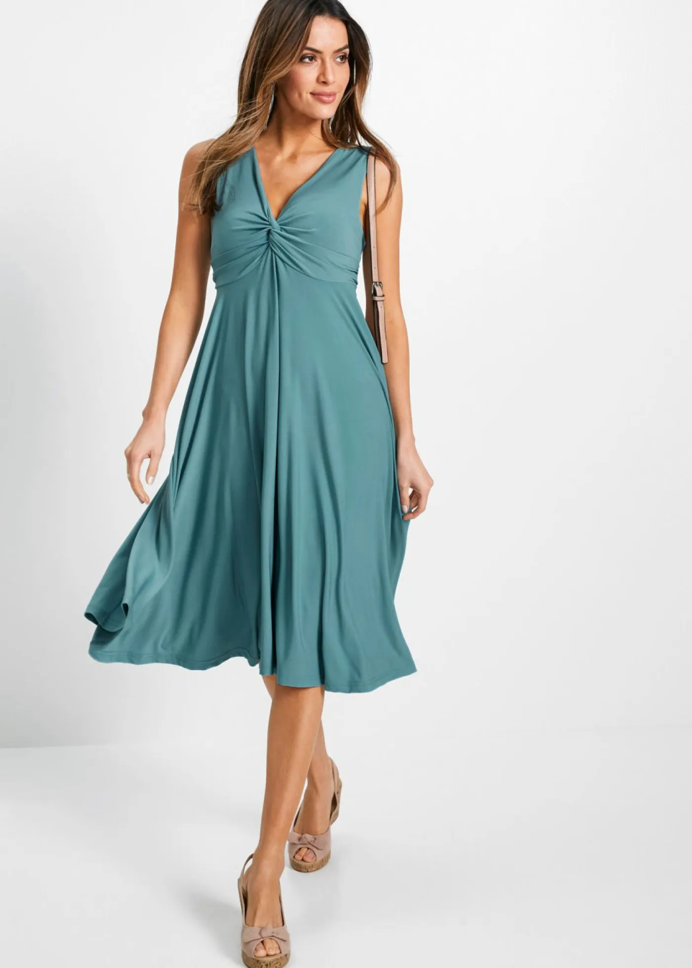 bonprix bonprix Vestidos>Vestido camisero con escote en V Turquesa cobalto mate