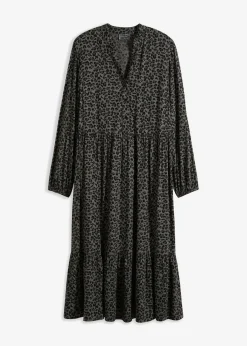 bonprix bonprix Vestidos>Vestido camisero con estampado de leopardo estampado leo gris ahumado/pizarra/negro