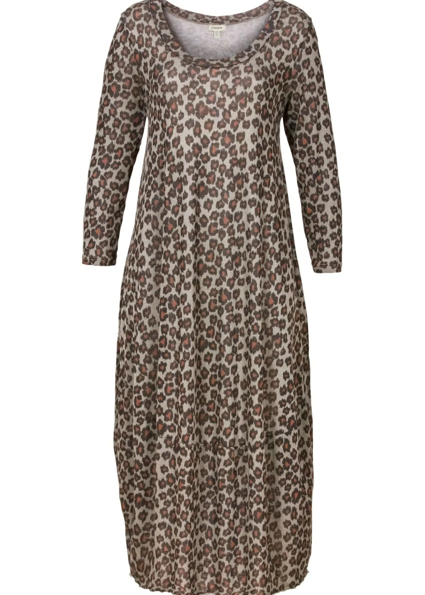 bonprix bonprix Vestidos>Vestido camisero con forma de globo piel de leopardo marrón