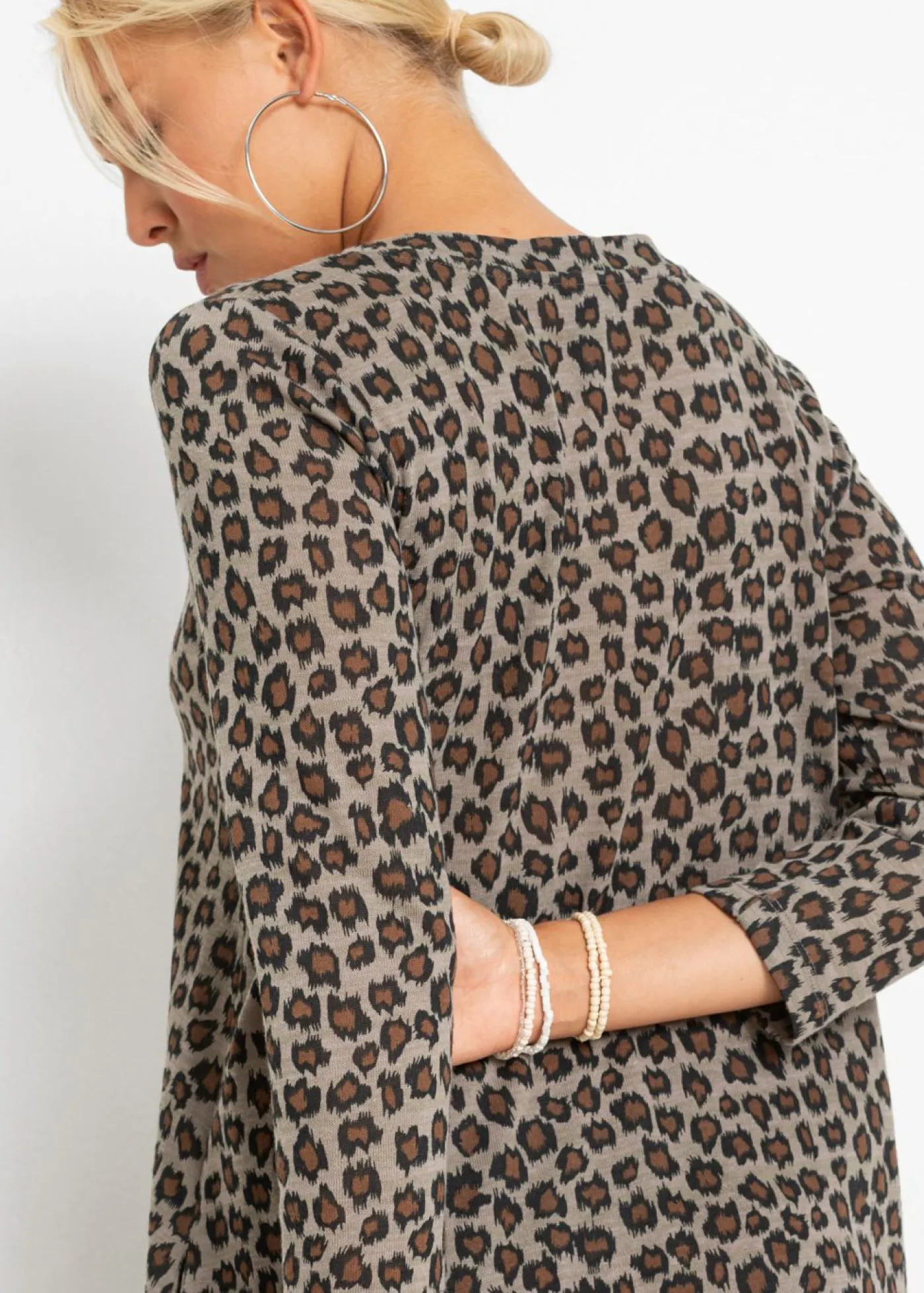 bonprix bonprix Vestidos>Vestido camisero con forma de globo piel de leopardo marrón