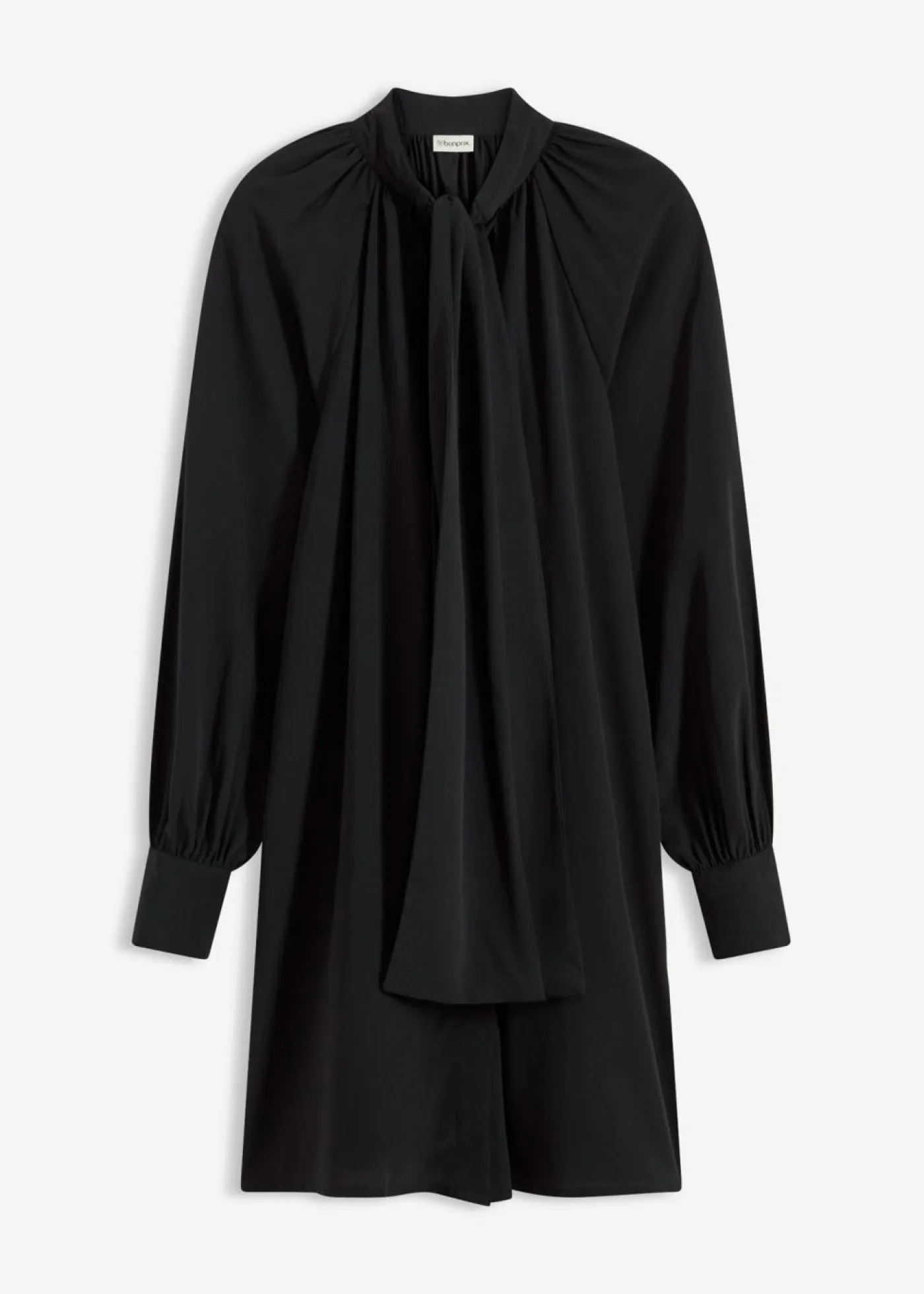 bonprix bonprix Vestidos>Vestido camisero con lazo en el cuello Negro