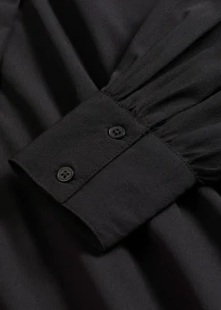 bonprix bonprix Vestidos>Vestido camisero con lazo en el cuello Negro