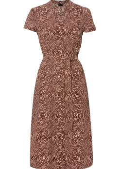 bonprix bonprix Vestidos>Vestido camisero con lunares marrón ahumado/blanco topos