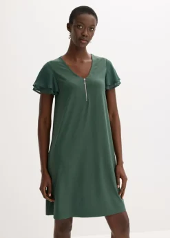 bonprix bonprix Vestidos>Vestido camisero con mangas de gasa verde sombra
