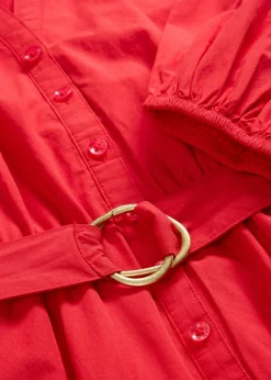 Mujer bonprix bonprix Vestido camisero con parte de seda y cinturón