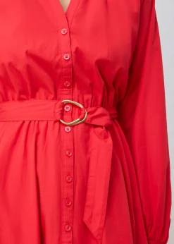 Mujer bonprix bonprix Vestido camisero con parte de seda y cinturón