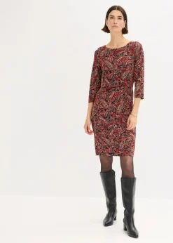 bonprix bonprix Vestidos>Vestido camisero con patrón  paisley Negro-rojo con patrón paisley