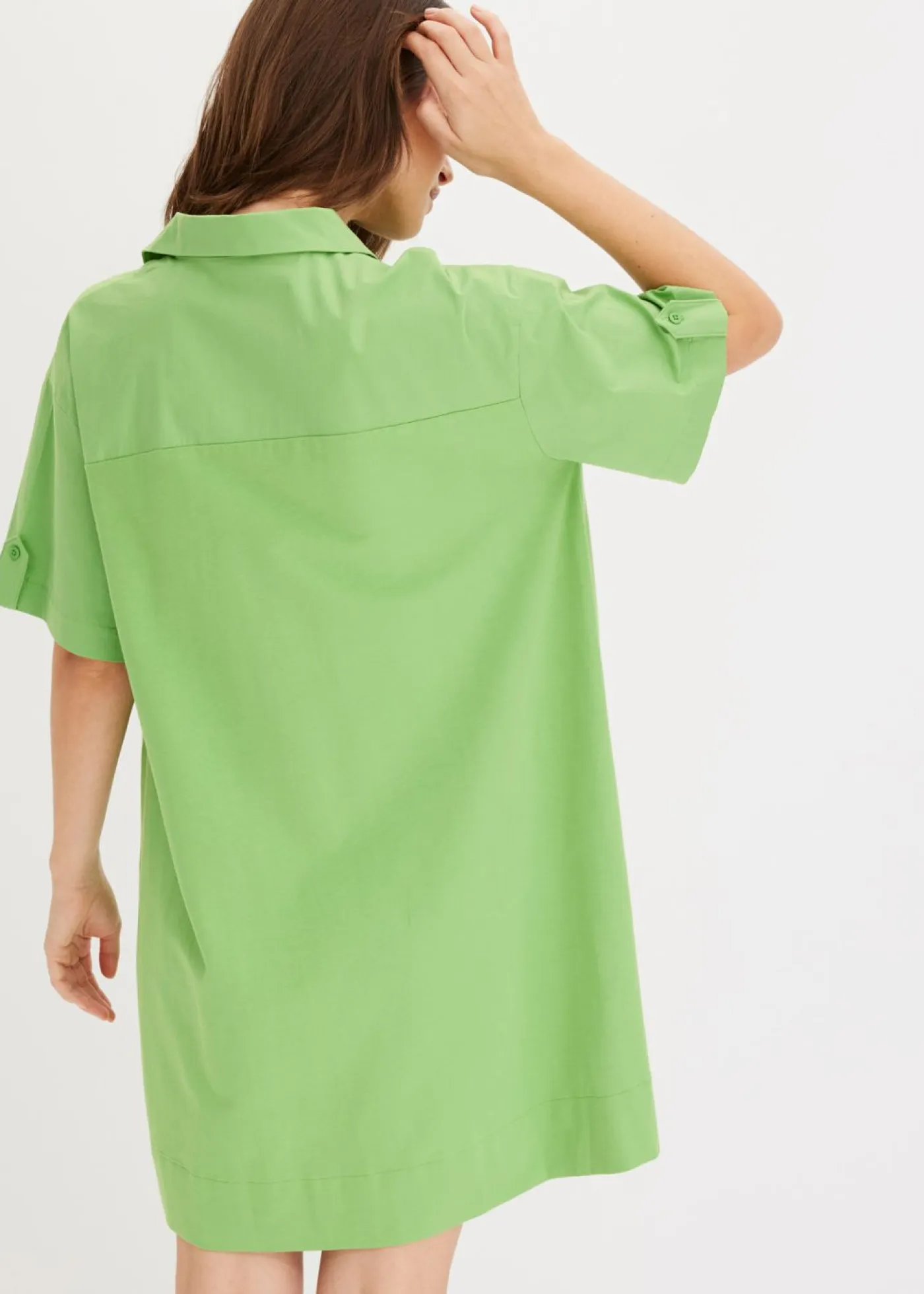 bonprix bonprix Esenciales|Vestidos>Vestido camisero confeccionado con mezcla de algodón orgánico elástico Verde trébol