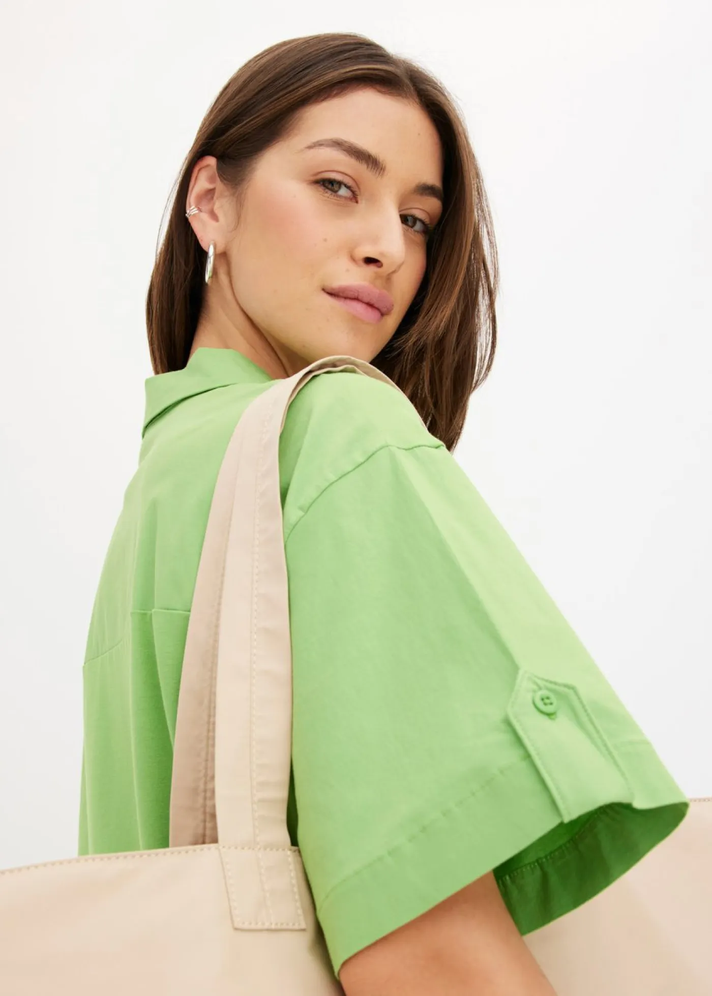 bonprix bonprix Esenciales|Vestidos>Vestido camisero confeccionado con mezcla de algodón orgánico elástico Verde trébol