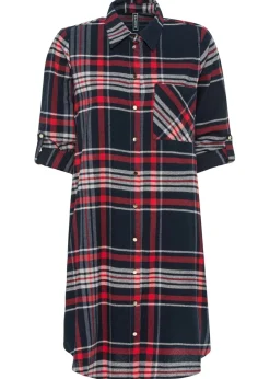 bonprix bonprix Vestidos>Vestido camisero de algodón puro azul marino / rojo / blanco a cuadros