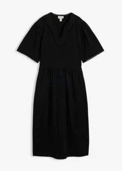 bonprix bonprix Vestidos|Novedades>Vestido camisero de algodón puro Negro