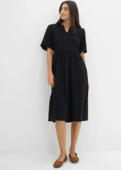 bonprix bonprix Vestidos|Novedades>Vestido camisero de algodón puro Negro