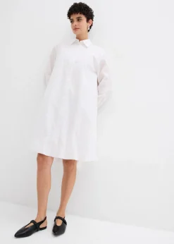 Mujer bonprix bonprix Vestido camisero de algodón puro con dobladillo abullonado