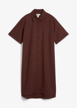 bonprix bonprix Vestidos>Vestido camisero de algodón puro Marrón tierra
