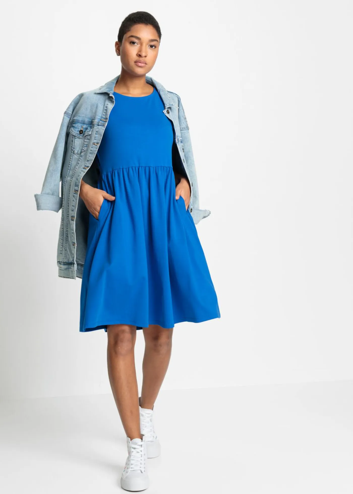 bonprix bonprix Vestidos>Vestido camisero de algodón puro con bolsillos Azur