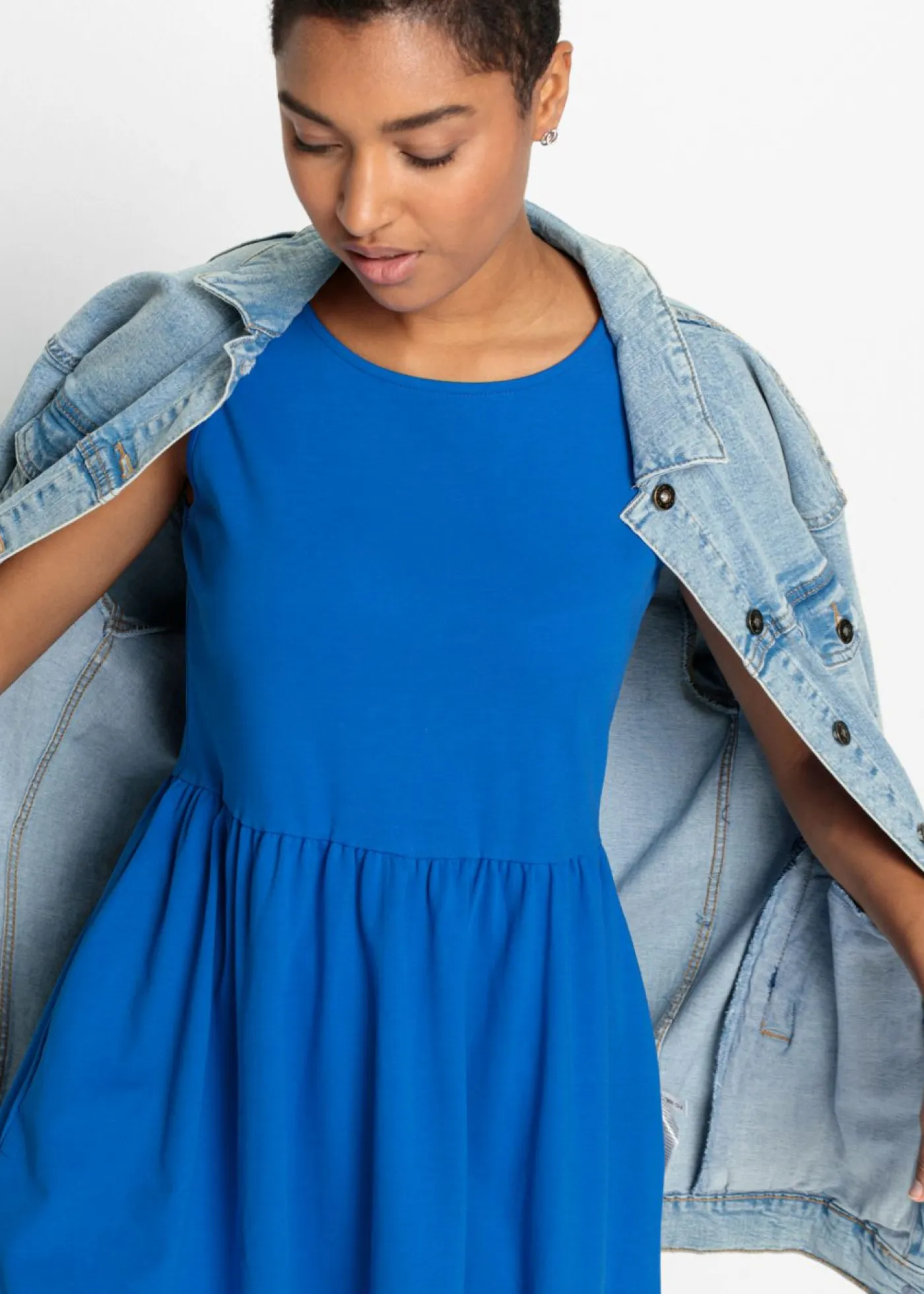 bonprix bonprix Vestidos>Vestido camisero de algodón puro con bolsillos Azur