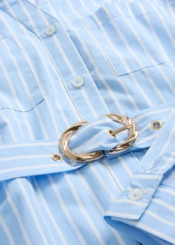 bonprix bonprix Vestidos|Novedades>Vestido camisero de algodón puro azul claro/blanco con rayas