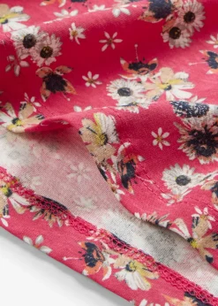 bonprix bonprix Vestidos>Vestido camisero de algodón puro con aberturas laterales (2 unidades) rosa hibisco + negro con flores