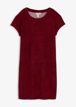 bonprix bonprix Vestidos>Vestido camisero de felpa Rojo rubí