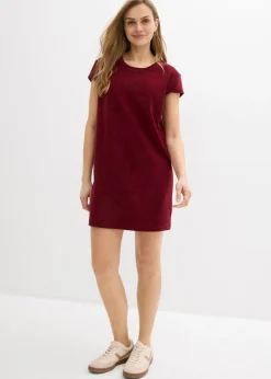 bonprix bonprix Vestidos>Vestido camisero de felpa Rojo rubí