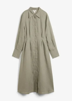 bonprix bonprix Premium|Vestidos>Vestido camisero de lino puro arena claro con rayas